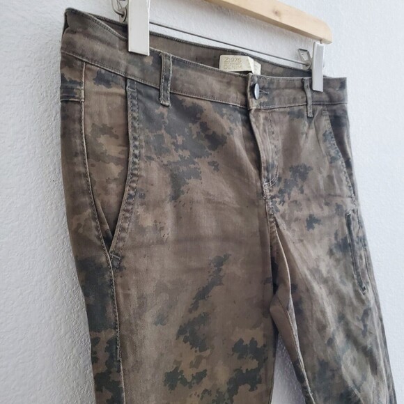 Zara Jeans 4 Green Skinny Leg Camouflage Mid Rise Stretchy Casual Grunge - Picture 4 of 9
